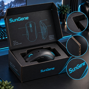 Custom Graphite Cyan Corrugated Mailer <b>Box</b> for Gaming Mouse with Fitted Protective Cradle - Product Image 6