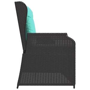 Banc de patio inclinable 2 places en rotin PE noir turquoise - Product Image 5