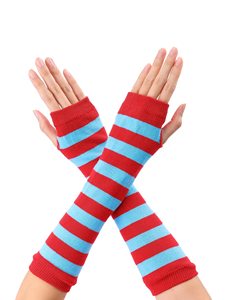 Manchons de bras rayés rouge et bleu unisexes pour adultes, respirants, tricotés, pour le cyclisme et les activités de plein air - Product Image 1