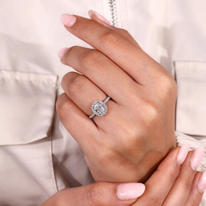 Bague de fiançailles et de mariage en diamant coussin avec sertissage halo, 1,45 carat, diamant de laboratoire, bijoux, bague en or 14 carats, vermeil éternité - Product Image 4