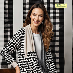JE2054 Wholesale Clothing Custom 2025 Women Clothing - Houndstooth Shrug <b>Cardigan</b> Casual Dresses & Women"s Clothing - Product Image 3