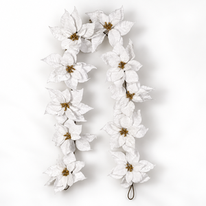 Guirlande de Noël artificielle en poinsettia blanc Petefloral de 1,7 m, faite à la main, en dentelle, décoration murale intérieure - Product Image 2