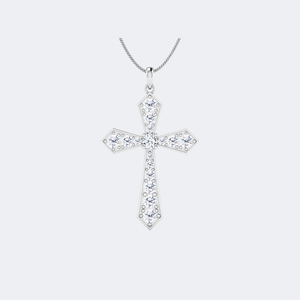 Collar con Colgante de Cruz con Diamantes de Corte Brillante Redondo de 2.30CTW en Oro Sólido - Product Image 2