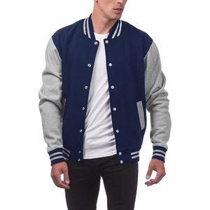 <b>Mens</b> Varsity <b>Jacket</b> Cotton Fleece <b>Leather</b> Sleeve New Design Baseball <b>Jacket</b> Outerwear for Winter Casual or Team Uniform Use - Product Image 2