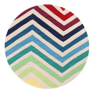 Tapis ovale lavable de couleur unie, motif de lignes en zigzag aux couleurs arc-en-ciel, forme arrondie, antidérapant, idéal pour le pique-nique - Product Image 1