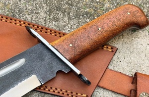 Couteau de chasse professionnel Bowie A&M Enterprises en acier inoxydable, pointe tombante, 14 pouces, manche en bois, OEM - Product Image 3