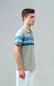 เสื้อโปโลแขนสั้นผู้ชายดีไซน์ใหม่ประจำฤดูร้อนปี 2026 ผ้าฝ้าย 100% ป้องกันการเป็นขุย ลายทาง สไตล์ลำลอง ทรงเข้ารูป ผลิตโดย Numica Sports - Product Image 3