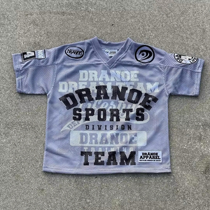 Men Streetwear Graphic Oversized Cropped Boxy Breathable Mesh Sublimation Print <b>Soccer</b> Sports Jersey Custom - Product Image 2