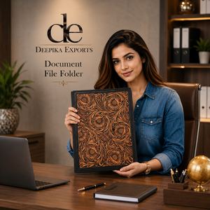 Best Seller Tooled Leather Portfolio <b>File</b> <b>Organizer</b> Portfolio High Quality Customized Genuine Leather Floral Document Portfolio - Product Image 5
