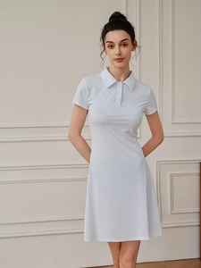 Vente en gros de robes de golf à col polo pour femmes avec logo personnalisé, jupes de tennis décontractées, vêtements de sport, vêtements de tennis personnalisés - Product Image 4