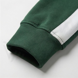 Survêtement vert à capuche pour homme, fermeture éclair intégrale, vêtements de sport décontractés, couleur unie, mélange polyester-coton, coupe classique, pour l'automne - Product Image 6
