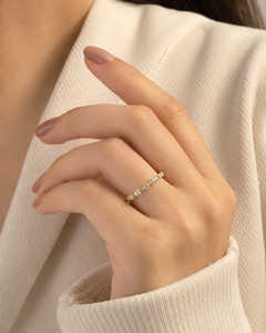 แหวนแต่งงานผู้หญิงทองคำขาว 14K ประดับเพชรโมอิสซาไนต์ทรงกลมสลับกับทรงมาร์คีส์ ดีไซน์เรียบหรู ขายส่ง - Product Image 5