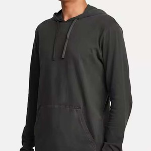 Sweat à capuche gris foncé délavé vintage léger pour homme, coupe ajustée, décontracté, avec lavage minéral personnalisé, vente en gros - Product Image 5