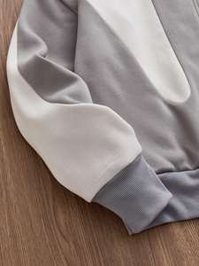 Sweat-shirt à capuche gris abstrait pour femme, coupe ample, décontracté, en molleton doux, style streetwear - Product Image 5