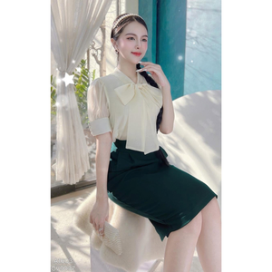 1 pieza/bolsa de polietileno, entrega en 7 días, camisa de manga corta para mujer, estilo formal, lavable, con apliques florales, top informal de oficina, color liso. - Product Image 5