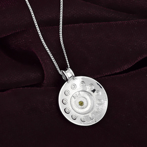 Colgante de Plata de Ley 925 100% Pura con Peridoto Natural Redondo, Engaste Minimalista, Joyería Fina para Mujer - Product Image 5