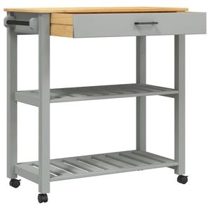MONZA Solid <b>Wood</b> Pine <b>Kitchen</b> <b>Trolley</b> 33.1"x15.7"x35.4" <b>Kitchen</b> Islands & Carts - Product Image 4