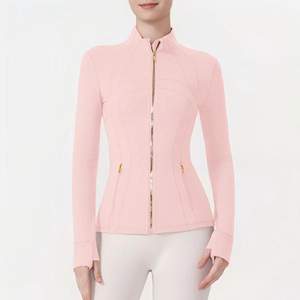Wholesale Original Gold Define Printed Yoga Apparel-Women's Gold <b>Zipper</b> Top Stand Collar Slim-Fit Lightweight Quick Dry Bomber - Product Image 6
