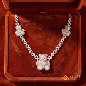 Collier pendentif ours en moissanite plaqué or rose, bijoux de mode, collier à fine chaîne, New York City, look élégant pour hommes et femmes - Product Image 5