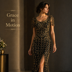 Vestido de Noche de Lujo Negro con Bordado Dorado |   Vestido de Fiesta con Lentejuelas, Diseño Exclusivo para Mujer, Espalda Descubierta, Ropa Formal, India 2026, Nueva Llegada - Product Image 4
