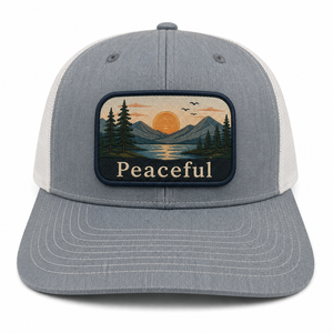 Wholesale Custom Woven Patch Logo Gray Trucker Hat Mid Profile 6 Panel Cotton Mesh Back <b>Flat</b> Brim Snapback <b>Cap</b> For <b>Men</b> And Women - Product Image 1