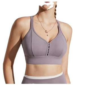 Conjunto de Sujetador Deportivo con Espalda Cruzada y Cuello en V Personalizado, Nueva Tendencia, Tallas Grandes, Top de Yoga para Fitness, Sujetador Deportivo de Algodón Transpirable para Chicas - Product Image 2