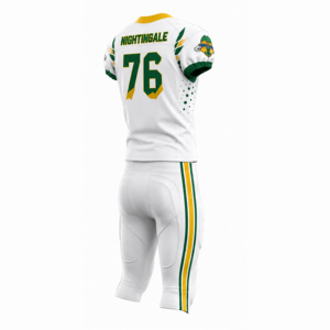 Nightingale American Football Uniform <b>White</b> Green Yellow Sublimated Jersey <b>Pants</b> <b>Men</b> Adult Moisture Wicking Athletic Fit Sports - Product Image 2