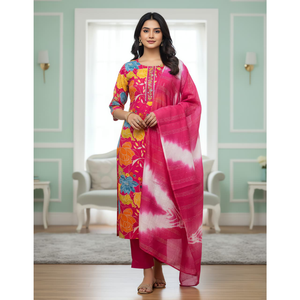 Conjunto de Tres Piezas de Ropa Tradicional India Hecha a Mano para Mujer, Camisas de Seda Lavables, Ropa de Fiesta, Moda para Todas las Temporadas, Calidad de Exportación Global - Product Image 4