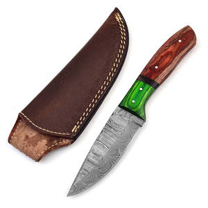 Couteau de chasse à lame fixe en acier Damas, avec fourreau en bois, pour le camping, la survie, la chasse en plein air, couteau tranchant - Product Image 3
