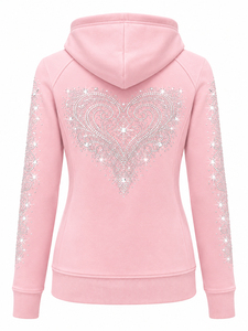 Women's <b>Rhinestone</b> Zip Up Hoodie Sparkling Crystal Hooded Sweatshirt Long Sleeve Casual <b>Jacket</b> with Pockets Soft Warm Fit - Product Image 2