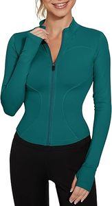 Women's Teal Half-Zip Long Sleeve Yoga Top Breathable Spandex Polyester Solid Color Skinny Fit All Seasons Sportswear Stand - Product Image 3