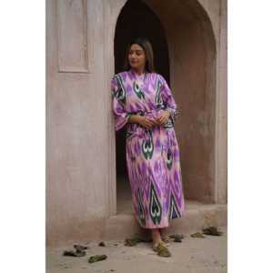 Robe de nuit pour femme The Quince Life Ikat Bonbon avec ceinture - Product Image 5