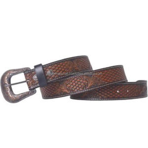 Exportateur en gros Ceinture d'outillage en cuir occidental artisanal ceinture de cowboy gravée à fleurs avec boucle à motif floral vintage - Product Image 6