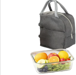 Sac isotherme noir 23x13x21cm, sac isotherme réutilisable avec poignée, pour le rangement des bouteilles en verre et des contenants alimentaires. - Product Image 1