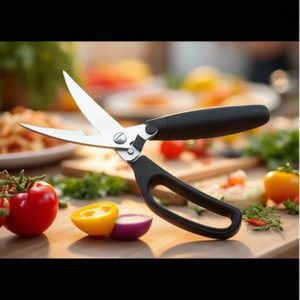 Forbici da cucina con manico nero, lama in acciaio inossidabile, 8 pollici, ultra affilate per tagliare cibo e verdure - Product Image 3