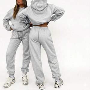 Ensemble tendance pour femmes, sweat-shirt à capuche 2 pièces avec pantalon à taille élastique, tenue d'hiver confortable, streetwear élégant, vêtements confortables pour tous les jours - Product Image 1