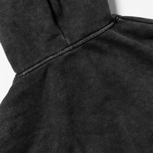 Sweat-shirt à capuche court en molleton délavé à l'acide, manches classiques, tricoté, pour femme, décontracté, hiver, coupe ajustée, respirant, polyester - Product Image 5
