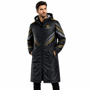 Veste de pluie à capuche personnalisée pour hommes, design sportif, revêtement PVC, doublure intérieure en maille polyester, coupe-vent, vêtements de travail en plein air, service OEM - Product Image 2