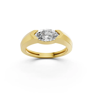 Bague de Fiançailles et de Mariage en Diamant Marquise de Synthèse, Or 14K Plaqué Rhodium, Certifié IGI, Demi-Sertissage Latéral Brillant, Cadeau de Mariage - Product Image 1