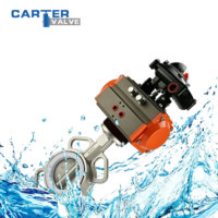 Válvula de Mariposa Neumática de Acero Inoxidable SS304 CF8, Tipo Wafer, con Brida RF, Actuador Neumático, Sello Suave EPDM, para Agua, Aceite y Gas, PN25 ANSI150