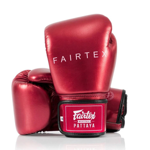 ถุงมือชกมวย Fairtex ดีไซน์ใหม่ ผลิตตามสั่ง สีแดง หนังแท้ สำหรับฝึกซ้อมและแข่งขัน คิกบ็อกซิ่ง และกราปลิง - Product Image 1