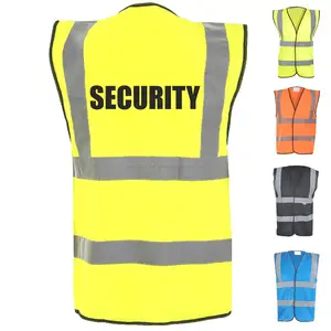 Yüksek görünür güvenlik yansıtıcı ceket 100% Polyester kumaş güvenlik yelek özel LOGO turuncu floresan