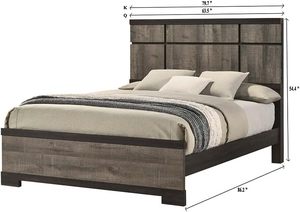 Cama de panel de madera maciza tamaño King de diseño tradicional en muebles de dormitorio con acabado rústico marrón/gris - Product Image 2