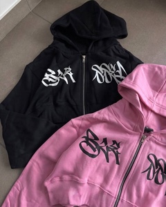 เสื้อฮู้ดครอปพิมพ์ลายกราฟฟิตีสไตล์ Y2K คุณภาพพรีเมียม ทรงโอเวอร์ไซส์ ไหล่ตก ผ้าฟลีซ - Product Image 2