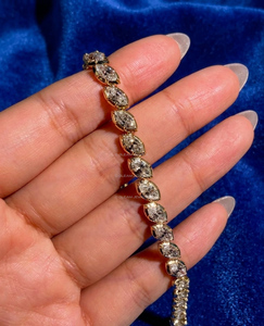 14K Yellow Solid Gold Platinum Plated Handmade Classic Style 20 Carat Lab Grown Diamond Tennis Bracelet Unisex Big Diamond <b>Party</b> - Product Image 2