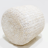 Puf Otomano de Jacinto de Agua para Dormitorio, Estilo Minimalista y Ecológico, Marca Artex Dong Thap, Asiento Trenzado Blanco Resistente