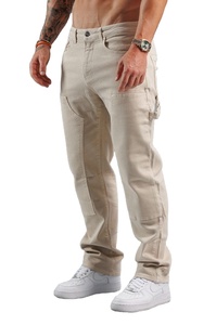 Pantalones de chándal personalizados de nuevo diseño para hombre, pantalones de chándal informales de color caqui, pantalones cargo de tela vaquera de doble rodilla, pantalones vaqueros personalizados para hombre - Product Image 2