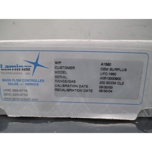 Unit UFC-<b>1660</b> MFC Mass Flow Controller, 200 SCCM - Trusted Global Legacy Semiconductor Equipment and Parts at - Product Image 1