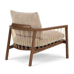 Sillón Moderno Escandinavo Tapizado con Estructura de Madera y Cojines de Lino para Sala de Estar, Muebles para el Hogar - Product Image 6