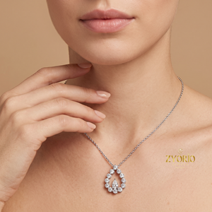 Collier Lerca Luxury Gifts plaqué or rhodié 18 carats, pendentif de fiançailles en forme de poire pour femme, diamant de laboratoire tendance, pour mariage raffiné - Product Image 4